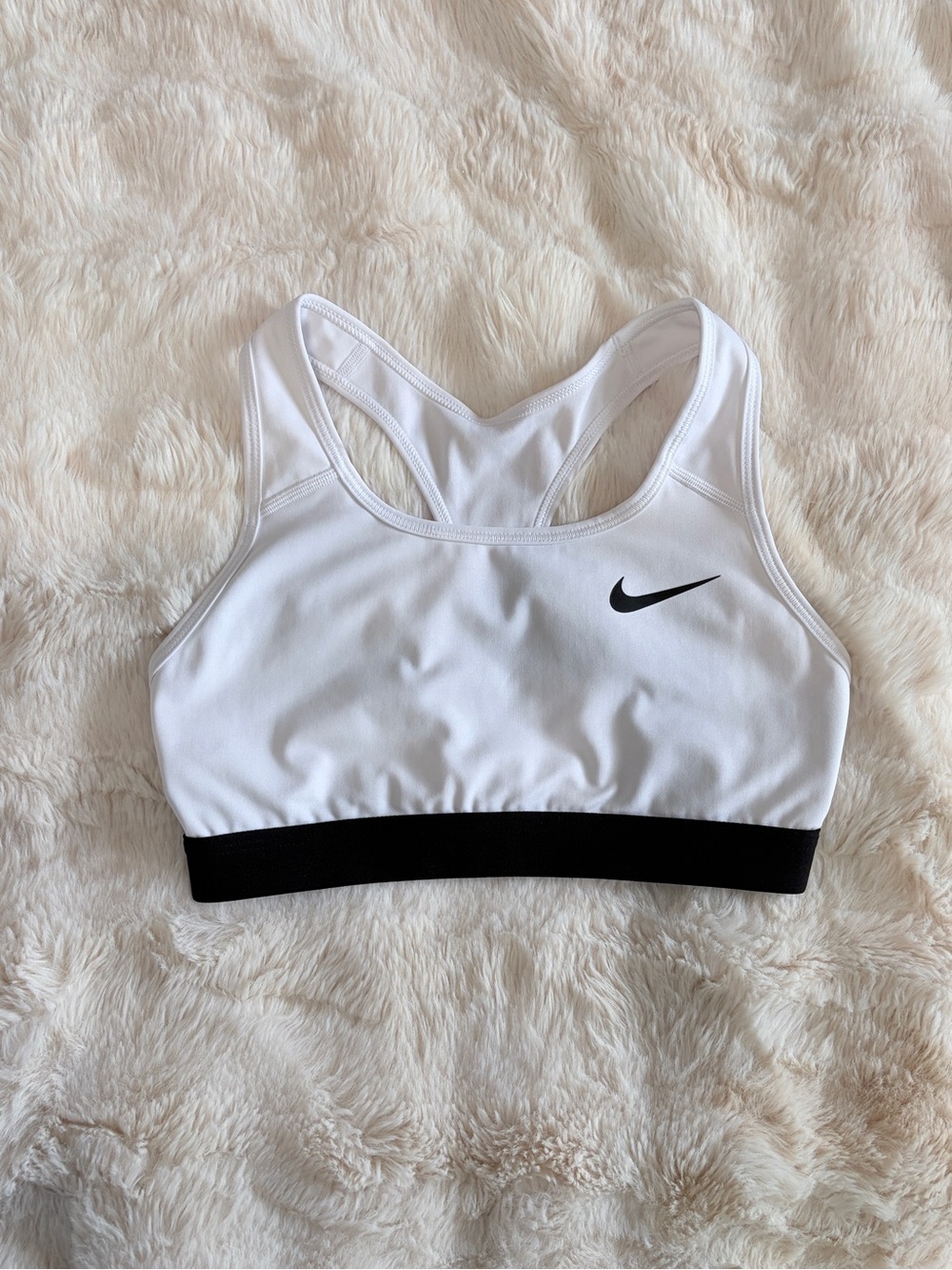 LIKE NEW Small Nike White Racerback Sports Bra with Black Underband